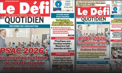 Voici la une du Défi Quotidien de ce Lundi 01 Décembre 2025