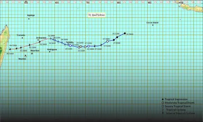 Cyclone : Batsirai devrait passer au nord-nord-ouest de Grand-Baie mercredi