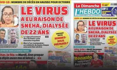 Voici la Une de Le Dimanche/L'Hebdo de ce dimanche 31 Octobre 2021
