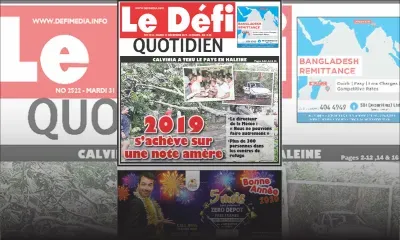Voici la Une du Défi Quotidien de ce mardi 31 décembre 2019