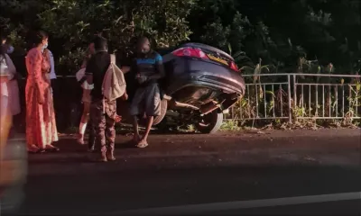 Accident ce dimanche à Grand-Bassin : Une voiture termine sa course dans un caniveau