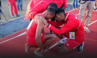 JIOI - Athlétisme Relais 4x100 m : Lararaudeuse et Bardotier s’emmêlent les pinceaux lors du passage du témoin, les sprinteurs mauriciens disqualifiés