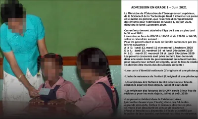 Admission en Grade 1 : début des inscriptions le 12 octobre, infos pratiques 