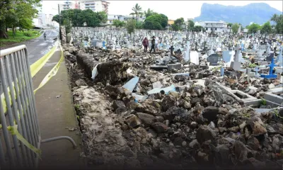 Effondrement d’une partie du mur du cimetière St-Jean : installation provisoire d’une barrière métallique 