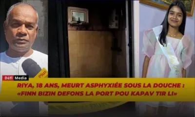 Riya, 18 ans, meurt asphyxiée sous la douche : «Finn bizin defons la port pou kapav tir li»