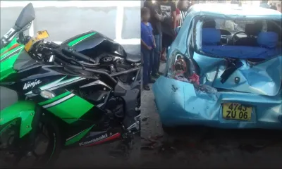 À Plaine-Verte : une moto percute trois véhicules : la scène de cette folle course capturée par des caméras CCTV
