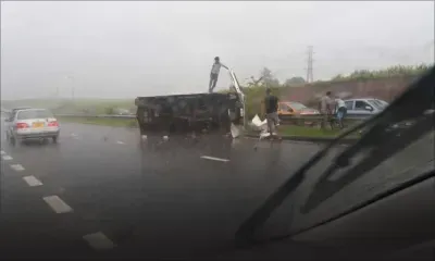 Route Terre-Rouge/Verdun : un camion se renverse 