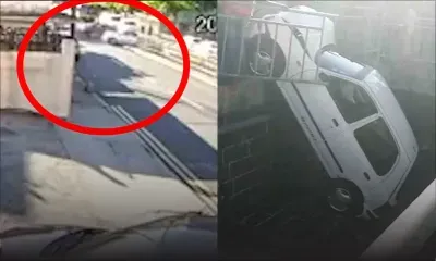 Voiture dans un caniveau – la collision filmée par une caméra de surveillance 