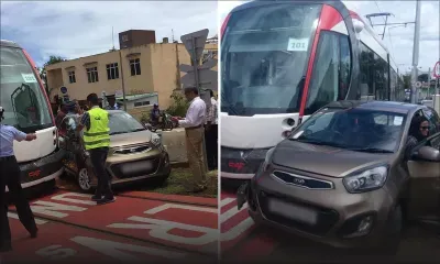 [En images] Collision entre un tram du Metro Express et une voiture à Vandermeersch 