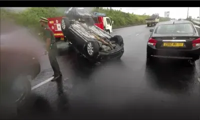 Accident de la route à Réduit : une voiture fait plusieurs tonneaux