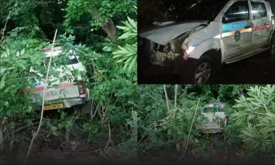 Accident à Anse Jonchée : un véhicule de la police atterrit sur un terrain boisé 