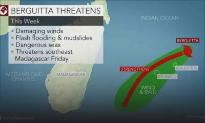 Météo : les stations météorologiques étrangères commentent le cyclone Berguitta