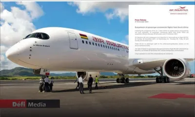 Air Mauritius : suspension des vols commerciaux au départ de l’Afrique du Sud jusqu’au 31 décembre 