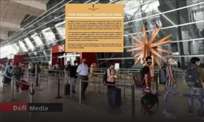 Même si trouvé négatif à la Covid-19 : auto-isolement de sept jours pour tout passager venant de Maurice en Inde