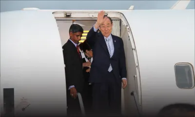 Ban Ki-moon foule le sol mauricien