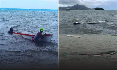 Fortes averses au Sud-est : au Mahébourg Waterfront, plusieurs pirogues submergées sous le poids de l'eau... de pluie