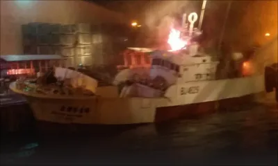 Port : un bateau taïwanais prend feu