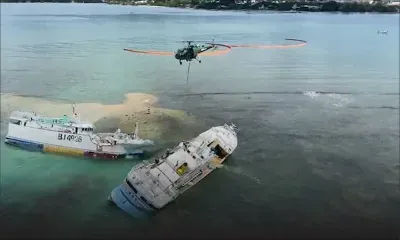 À Pointe-aux-Sables : 80 tonnes de poissons retirés des deux bateaux de pêche échoués