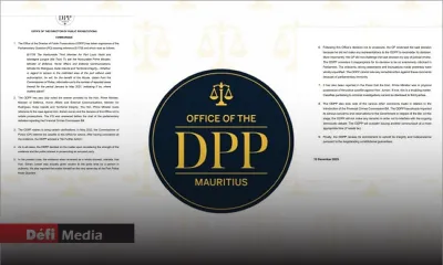 Question parlementaire sur le député Juman et Financial Crimes Commission Bill : communiqué du bureau du DPP