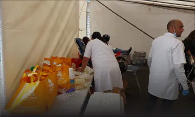 Collecte de sang à la Place Raymond Chasle, à Rose Hill