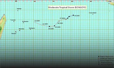 Météo : la tempête tropicale modérée loin à l'est-nord-est de Rodrigues baptisée Bongoyo 