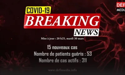 Covid-19 : 15 nouveaux cas enregistrés cet après-midi 