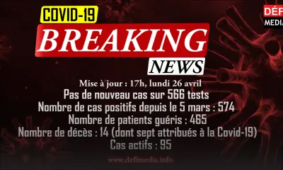 Covid-19 : aucun cas positif, 465 patients guéris et 95 cas actifs