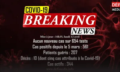 Covid-19 : aucun cas positif enregistré sur 654 tests effectués