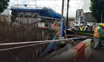 Port-Louis, La Butte : effondrement d’une partie des barricades en tôles sur le site du Metro Express