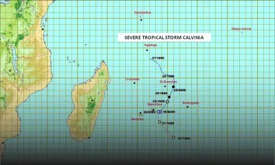 Maurice en alerte 3 : voici la trajectoire prévue de la forte tempête tropicale Calvinia