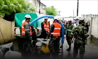 Avis de fortes pluies - la SMF et la police à Canal Dayot