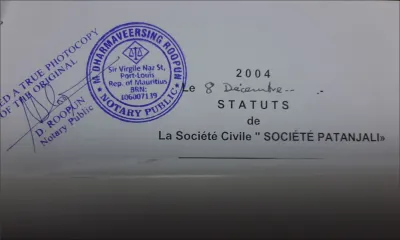 Allégations de fausse déclaration d’avoirs : Alan Ganoo publie les statuts de la société Patanjali