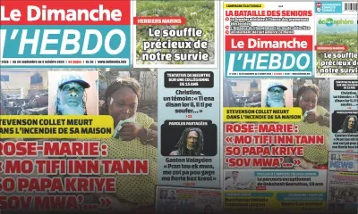 Voici la Une de Le Dimanche/L'Hebdo de ce Dimanche 29 Septembre 2024