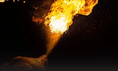 Dans un hôtel de l'Est : un cracheur de feu grièvement brûlé au visage en plein spectacle