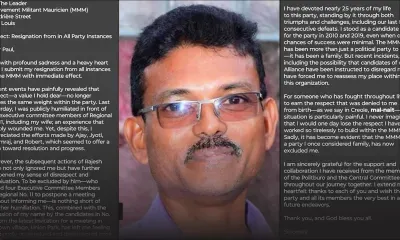 Dave Kissoondoyal : «C’est le cœur gros que je quitte le MMM qui a dévié de son idéal»