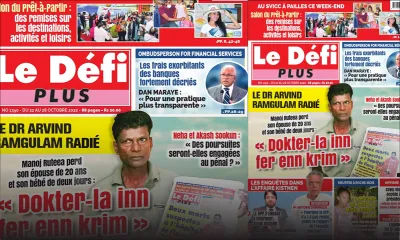Voici la Une du Défi Plus de ce samedi 22 Octobre 2022