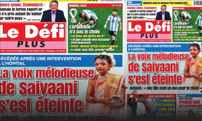 Voici la Une du Défi Plus de ce samedi 26 Novembre 2022