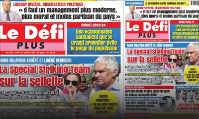 Voici la Une du Défi Plus de ce samedi 13 Mai 2023