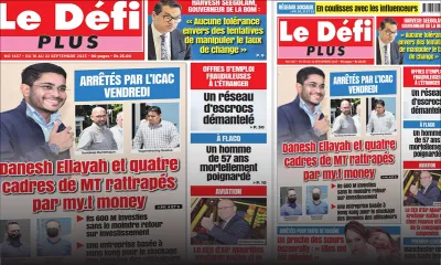 Voici la Une du Défi Plus de ce samedi 16 Septembre 2023