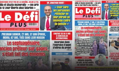 Voici la Une du Défi Plus de ce samedi 23 Septembre 2023