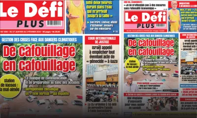 Voici la Une du Défi Plus de ce samedi 27 Janvier 2024