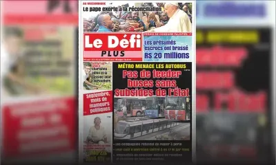 Voici la Une du Défi Plus de ce samedi 07 septembre 2019