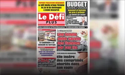 Voici la Une du Défi Plus de ce samedi 08 juin 2019