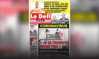 Voici la Une du Défi Plus de ce samedi 15 février 2020