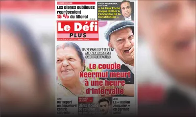 Voici la Une du Défi Plus de ce samedi 25 août 2018