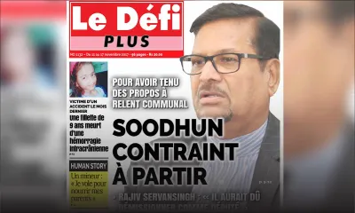 Voici la Une du Défi Plus de ce samedi 11 novembre