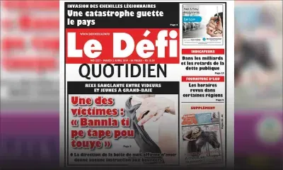 Voici la Une du Defi Quotidien de ce mardi 02 avril 2019