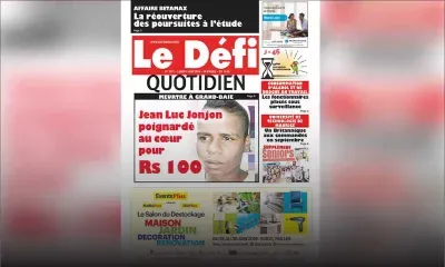 Voici la Une du Defi Quotidien de ce lundi 03 juin 2019