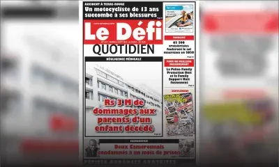 Voici la Une du Defi Quotidien de ce mardi 06 août 2019