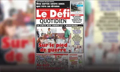 Voici la Une du Defi Quotidien de ce lundi 07 octobre 2019